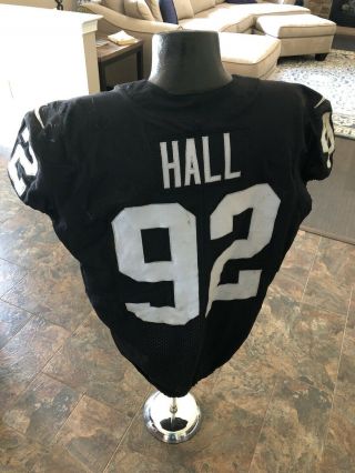 2018 Raiders Pj Hall Game Worn/used Jersey - Multiple Repairs And Hammered