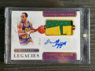 2018 - 19 National Treasures Lasting Legacies Patch Auto Darrell Griffith 14/22