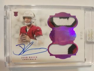 2018 Panini Flawless Josh Rosen Rookie Dual Patch Auto Autograph 7/15 Dolphins