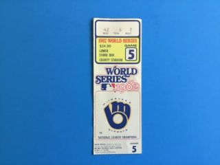1982 World Series Game 5 Ticket Stub St.  Louis Cardinals Vs.  Milwaukee Brewers