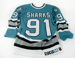 NHL San Jose Sharks Hockey Captain ' s Jersey CCM Stanley Cup 91 C Center Ice 44 2