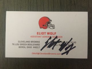 Eliot Wolf Autograph Cleveland Browns Business Card Signed