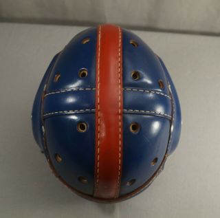 FINE MINTY 1940 ' S MACGREGOR LEATHER FOOTBALL HELMET RED AND BLUE 9