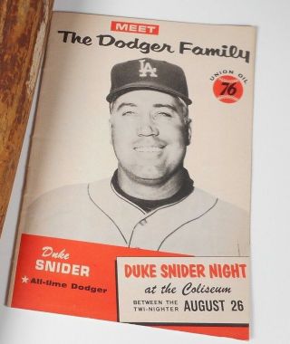 Vtg 1960 Duke Snider Meet Los Angeles Dodgers Baseball Family Union 76 Oil Ca