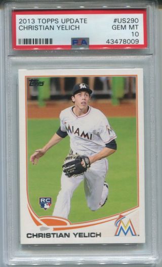 2013 Christian Yelich Topps Update Rookie Card Rc Us290 Brewers Psa 10 Gem Mt