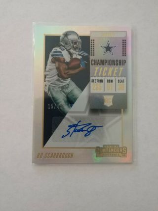 2018 Contenders Championship Ticket Auto Bo Scarbrough Rc Cowboys Seahawks 15/49