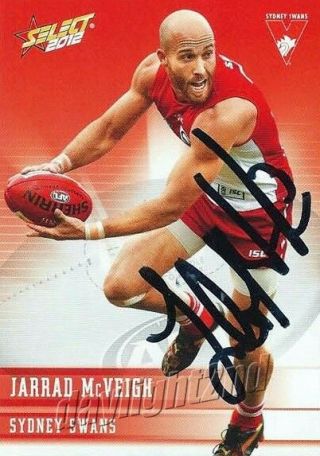 ✺signed✺ 2012 Sydney Swans Afl Premiers Card Jarrad Mcveigh