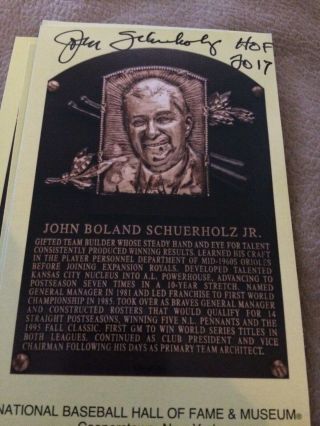 John Schuerholz Baseball Hall Of Fame Plaque Signed Autographed
