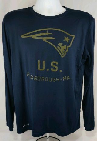 England Patriots Nfl Nike Dri - Fit Mens L Salute To Service Long Sleeve Tee