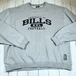 Reebok L Mens Sweatshirt Gray Buffalo Bills Grid Iron Classic Crew Neck Pullover