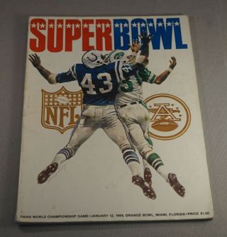 1969 Bowl Iii N.  Y.  Jets Vs Baltimore Colts Football Program