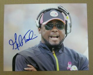 Rare Coach Mike Tomlin Auto Signed 8 X 10 Color Photo Pittsburgh Steelers