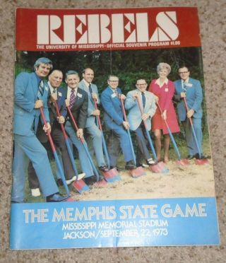 1973 Ole Miss Rebels Football Program - Vs.  Memphis State - 9/22/1973