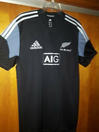 ADIDAS Climacool Zealand All Blacks AIG Rugby Shirt Jersey Men ' s Size L EUC 8