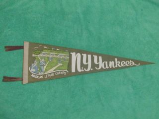 1930s York Yankees Vintage American League Champs Full Size Pennant 9 X 27