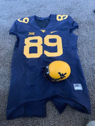 West Virginia University Nike Team Blue Football Jersey & Mini Helmet