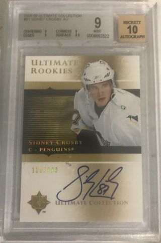 05 - 06 Ultimate Sidney Crosby Autographed Rookies 139/299 Bgs 9 W/ 10 Auto
