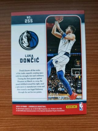 2018 - 19 Chronicles Luka Doncic Marquee 255 Pink Rookie RC Mavericks ROY 2