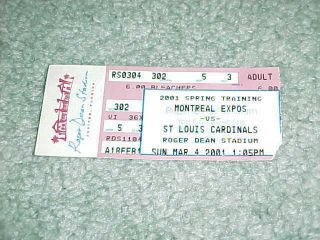 2001 Montreal Expos V St Louis Cardinals Spring Training Baseball Ticket 3/4