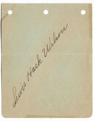 Hack Wilson Authentic Cut Signature Autograph Album Page 1930 