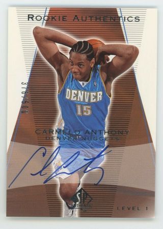 2003 - 04 Carmelo Anthony Upper Deck Sp Authentic Auto Rookie Rc 376/500
