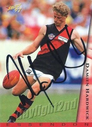 ✺signed✺ 1997 Essendon Bombers Afl Card Damien Hardwick