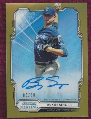 Brady Singer 2019 Bowman Sterling Gold Refractor Auto 5/50 Royals