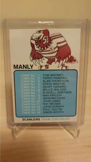 1981 Scanlens Nrl Manly Sea Eagles Unmarked Team Checklist