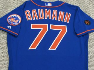 Baumann Size 44 77 2018 York Mets Game Jersey Home Blue Mlb Holo Rusty