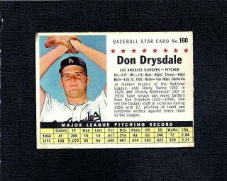 1961 Post Set Break 160 Don Drysdale - - Company - - Perforated - - Dodgers - - Vg/ex/ex