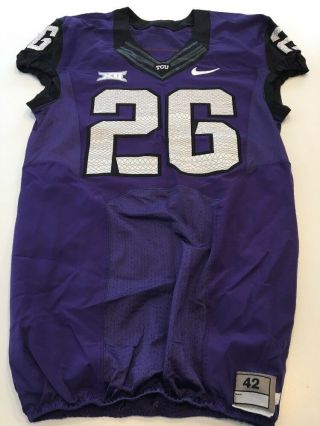 Game Worn Nike Tcu Horned Frogs Football Jersey 26 Size 42