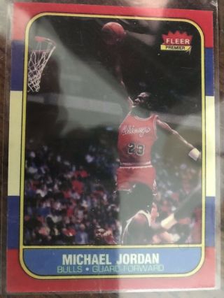 1986 - 87 Fleer Michael Jordan 57 Chicago Bulls RC 100 Authentic Fresh Pack Pull 10