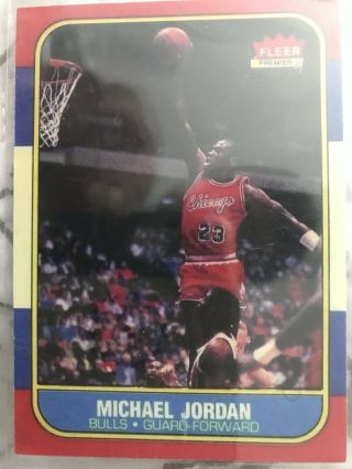1986 - 87 Fleer Michael Jordan 57 Chicago Bulls RC 100 Authentic Fresh Pack Pull 5