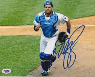 Mike Piazza Signed 8x10 York Mets Photo - Mlb White Foul Chase Psa/dna