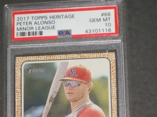PSA 10 Gem - 2017 Topps Heritage PETER ALONSO Rookie Baseball Card RC$ 66 2