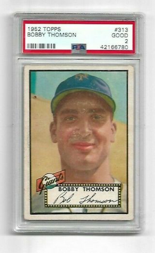1952 Topps 313 Bobby Thomson.  Psa Good 2.  Ny Giants.  High Number