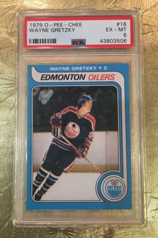 1979 Opc O - Pee - Chee Hockey 18 Wayne Gretzky Oilers Rc Rookie Card Psa 6 Ex -