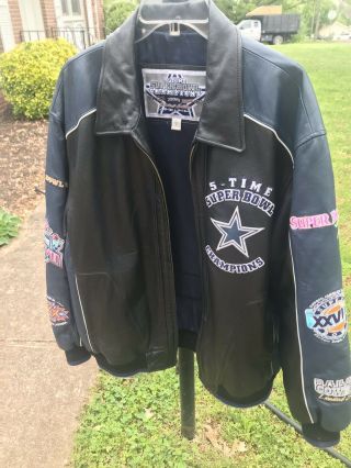 Nfl Dallas Cowboys Superbowl Champs Leather Jacket L