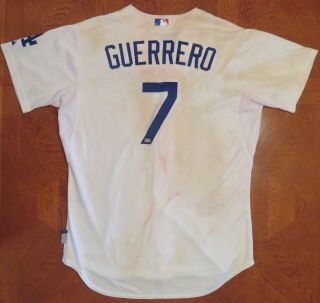 Alex Guerrero 4/13/2015 Game Dodgers White 7 Home Jersey Sz 48 Walkoff Win