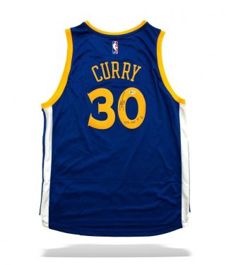 Stephen Curry Signed Inscribed " B2b Mvp 15 - 16 " Warriors Jersey Bas Autograph