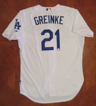 Zack Greinke 10/3/2015 Game 19th Win Dodgers White 21 Home Jersey Size 48