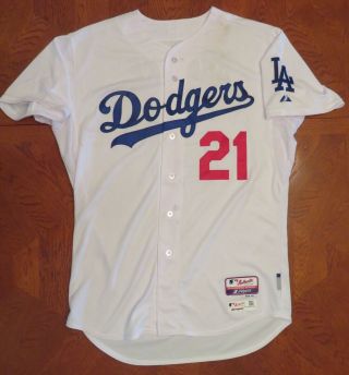 ZACK GREINKE 10/3/2015 GAME 19th WIN DODGERS White 21 HOME JERSEY Size 48 3