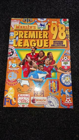Rare Merlin Premier League 98 Sticker Book In Hard Cover 100 Complete