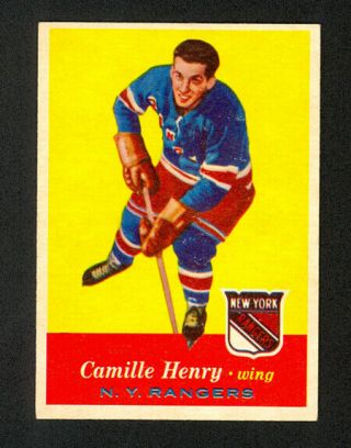 1957 - 58 Topps Camille Henry 63 - York Rangers - Ex - Mt,