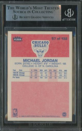 1986 Fleer 57 Michael Jordan Chicago Bulls RC Rookie HOF BGS 8.  5 w/ (2) 9 ' s 2