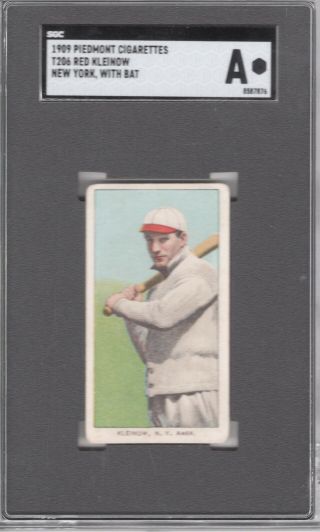 1909 - 11 T206 Red Kleinow (n.  Y.  With Bat) Of The York Highlanders Sgc Auth