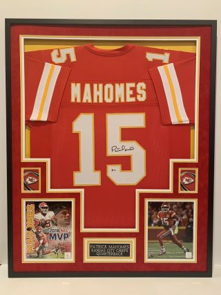 Patrick Mahomes Kansas City Chiefs 2018 Mvp Autographed Framed Jersey,  Beckett