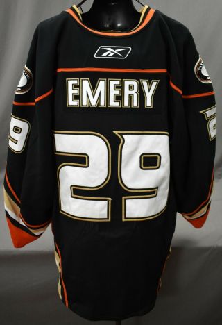 2010 - 11 Ray Emery 29 Anaheim Ducks Game Worn Jersey W/ Set Tag 2a Lelands Loa