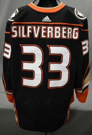 2018 - 19 Silfverberg 33 Anaheim Ducks Game Worn Jersey W/ 25th Anniv Set Tag Loa