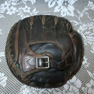 Antique 1940’s Leather Catchers Mitt Vtg Baseball Glove Sports Memorabilia 3